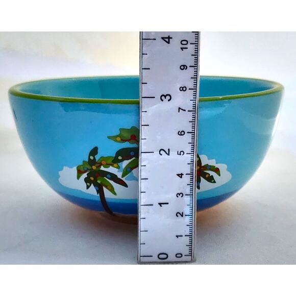 BOWL-BRIGHTEN THE SEASON--Blue Green-Palm Tree-Holiday-Beach-Cereal-Noodle-Pasta - Picture 9 of 9